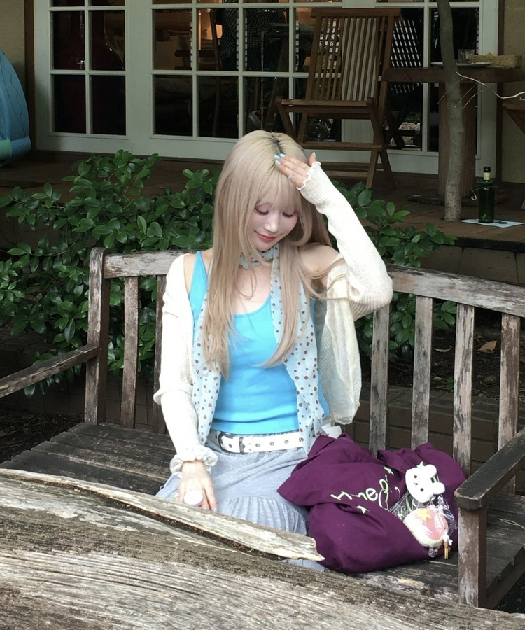 【カップ付き】リブキャミソールトップス BLUE
