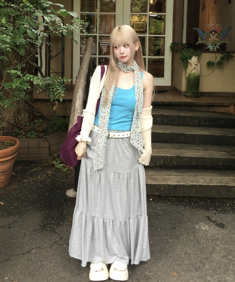 【カップ付き】リブキャミソールトップス BLUE
