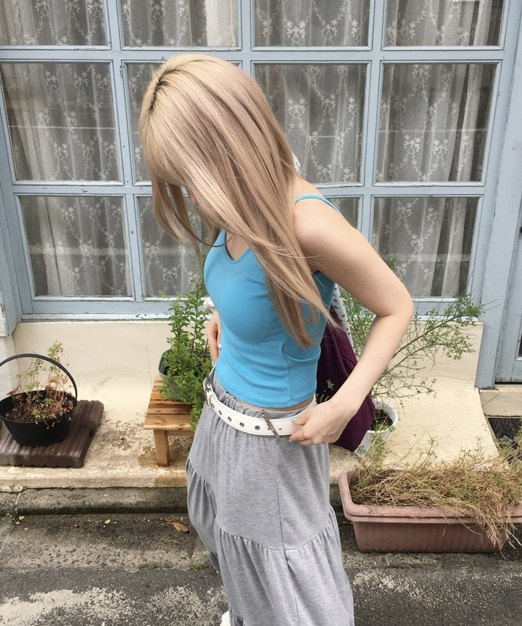 【カップ付き】リブキャミソールトップス BLUE
