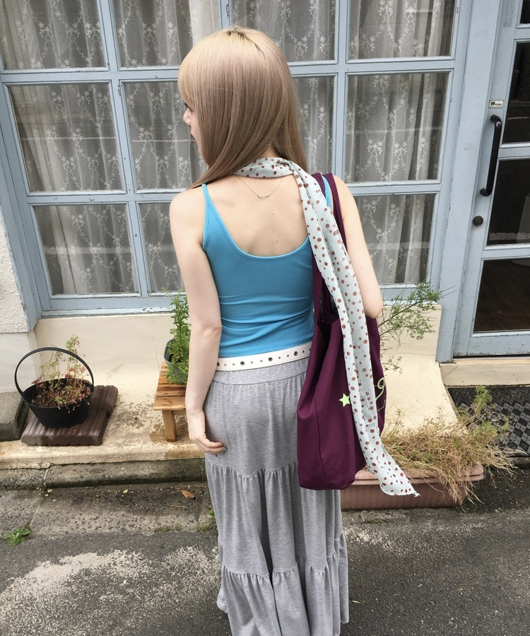 【カップ付き】リブキャミソールトップス BLUE