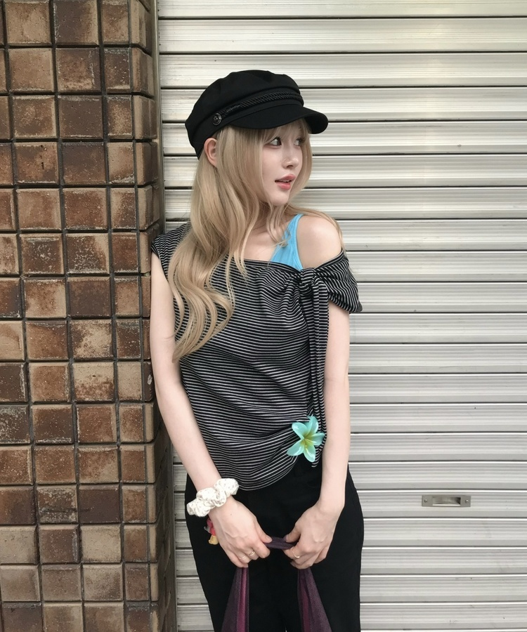 【カップ付き】リブキャミソールトップス BLUE