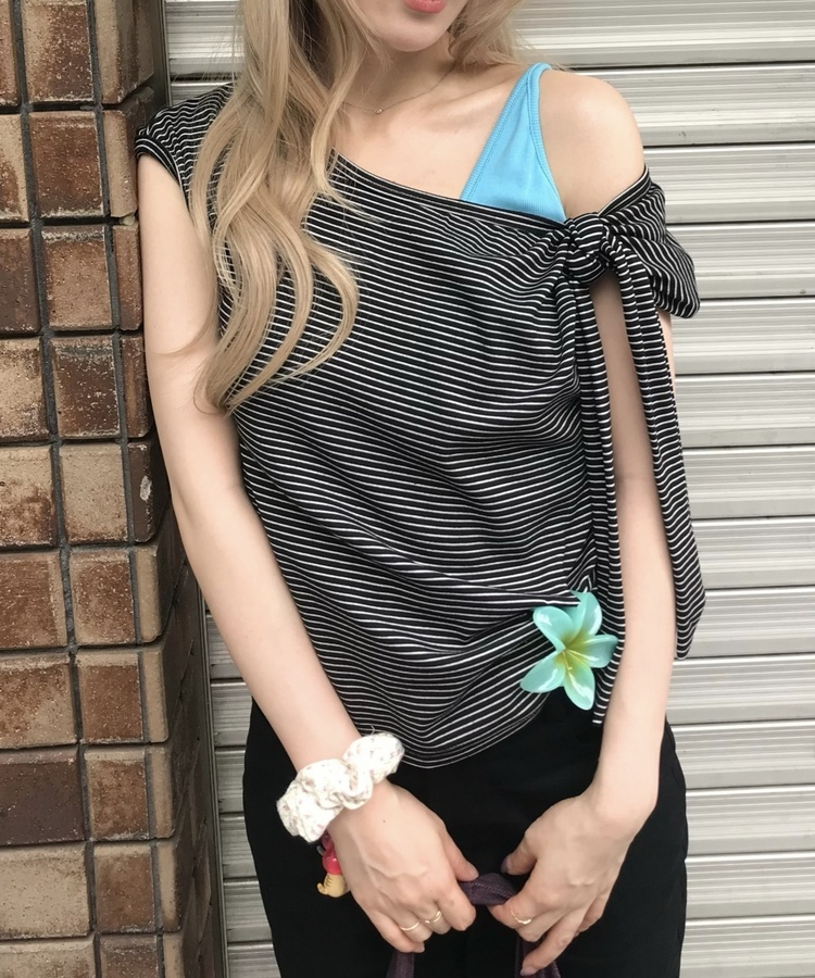 【カップ付き】リブキャミソールトップス BLUE
