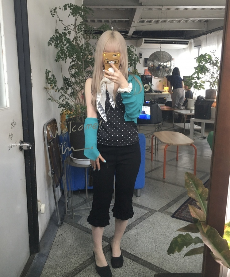 데일리 골지 버튼 가디건 블루