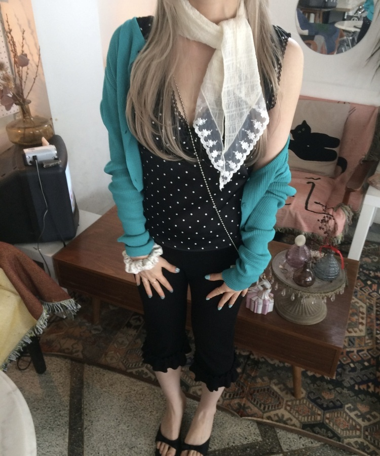 데일리 골지 버튼 가디건 블루