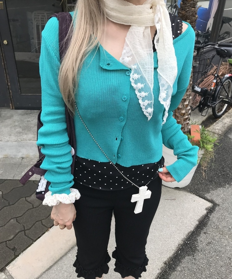 데일리 골지 버튼 가디건 블루