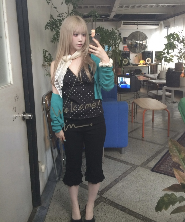 데일리 골지 버튼 가디건 블루
