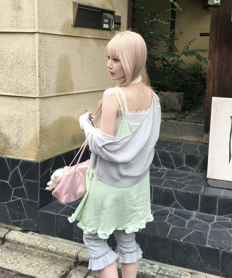 데일리 골지 버튼 가디건 그레이