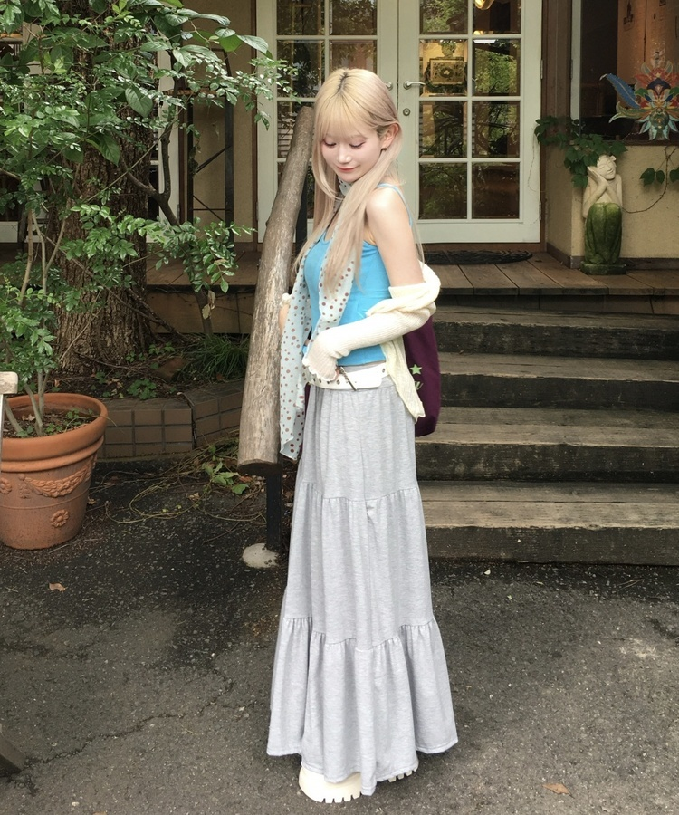 ティアードサマーロングスカート GRAY
