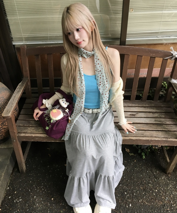 ティアードサマーロングスカート GRAY
