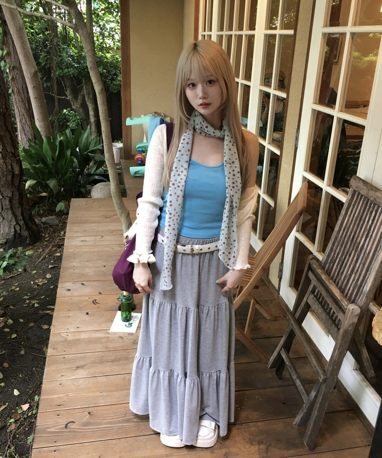 ティアードサマーロングスカート GRAY