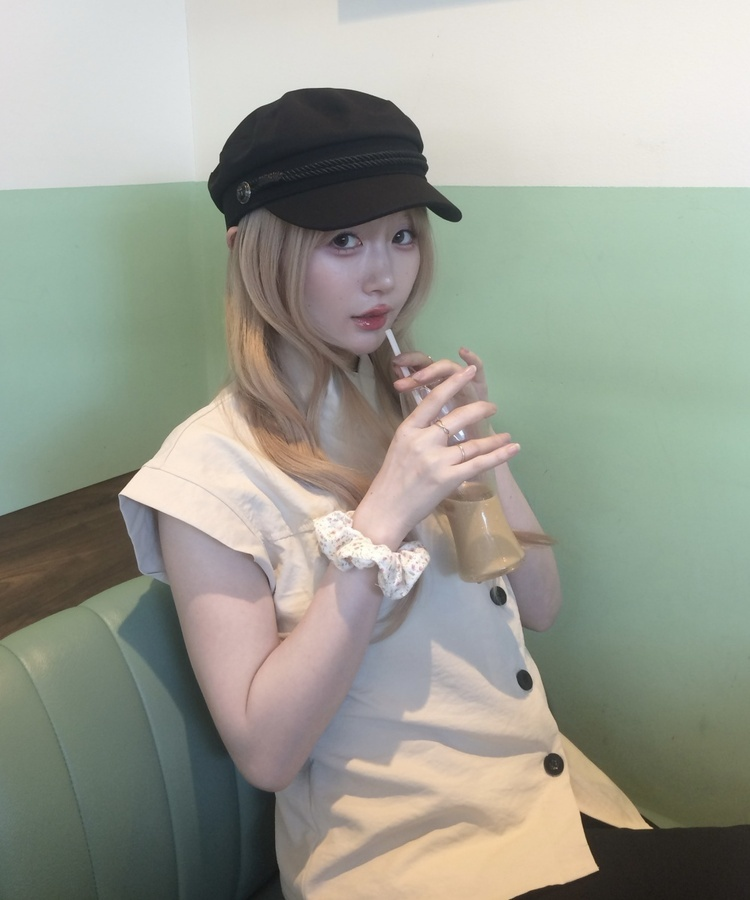 ハイネックボタンシャツ BEIGE