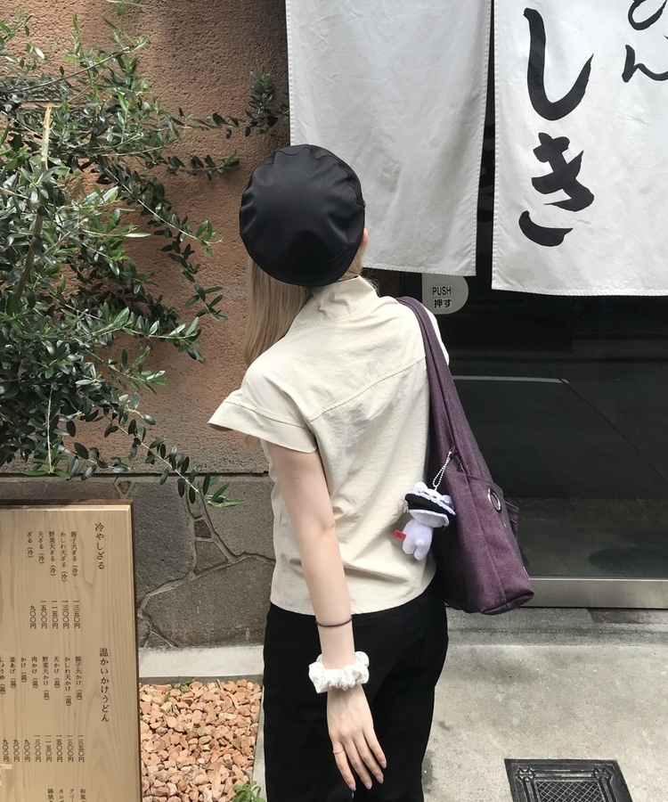 ハイネックボタンシャツ BEIGE