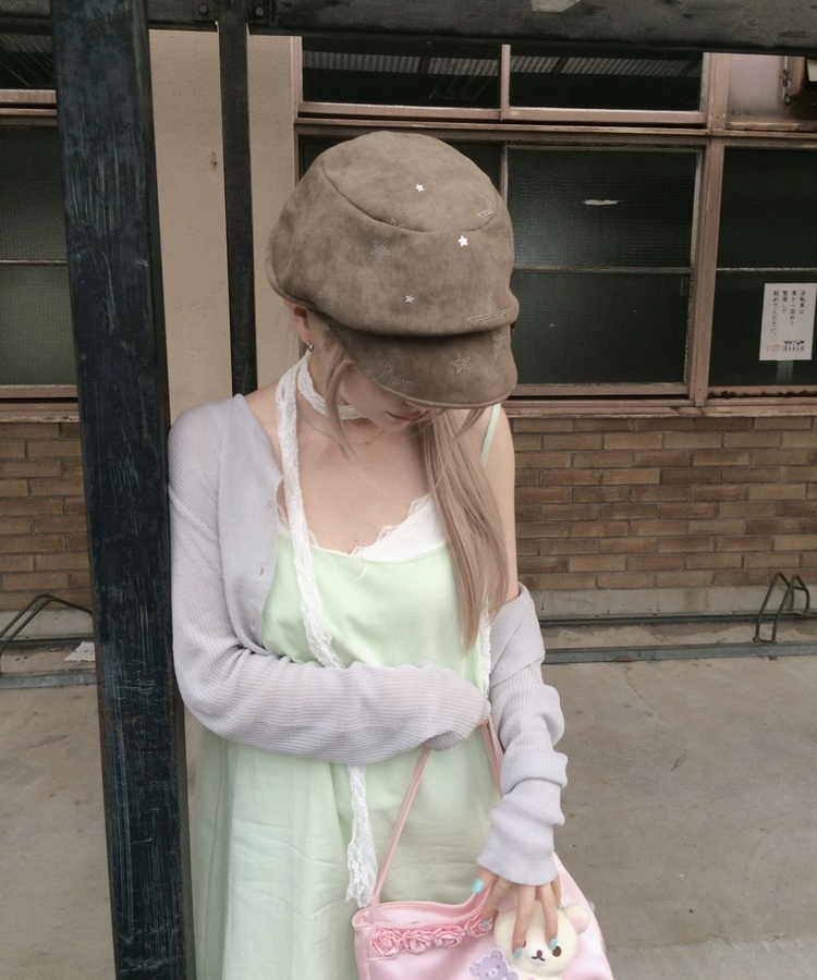 큐빅 스타 캐스켓 모자 카키베이지