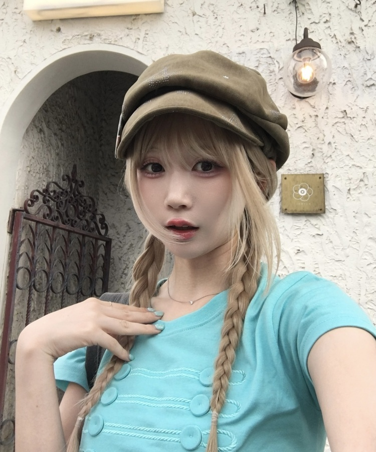 큐빅 스타 캐스켓 모자 카키베이지