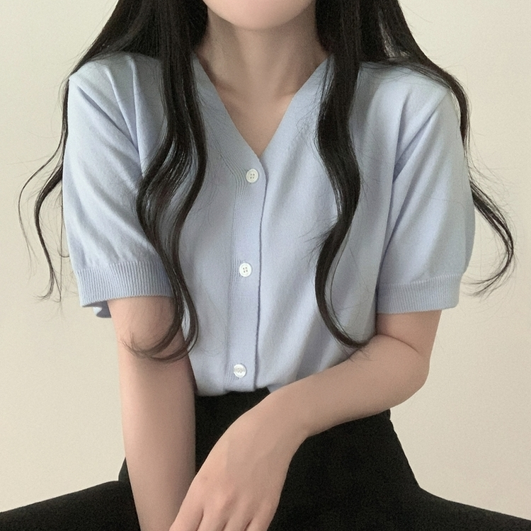 Vネック半袖カーディガン(6color)｜カーディガン｜韓国ファッション