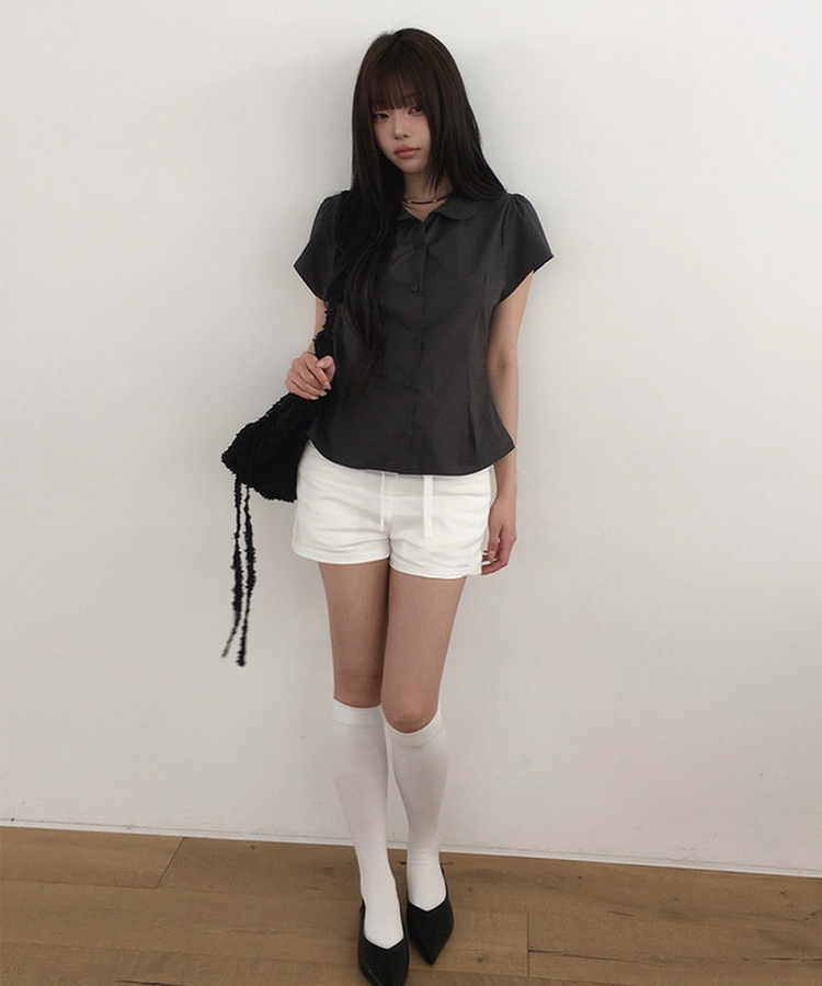 リベットワイドショートパンツ WHITE