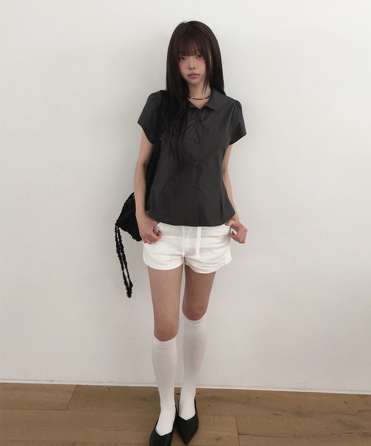リベットワイドショートパンツ WHITE