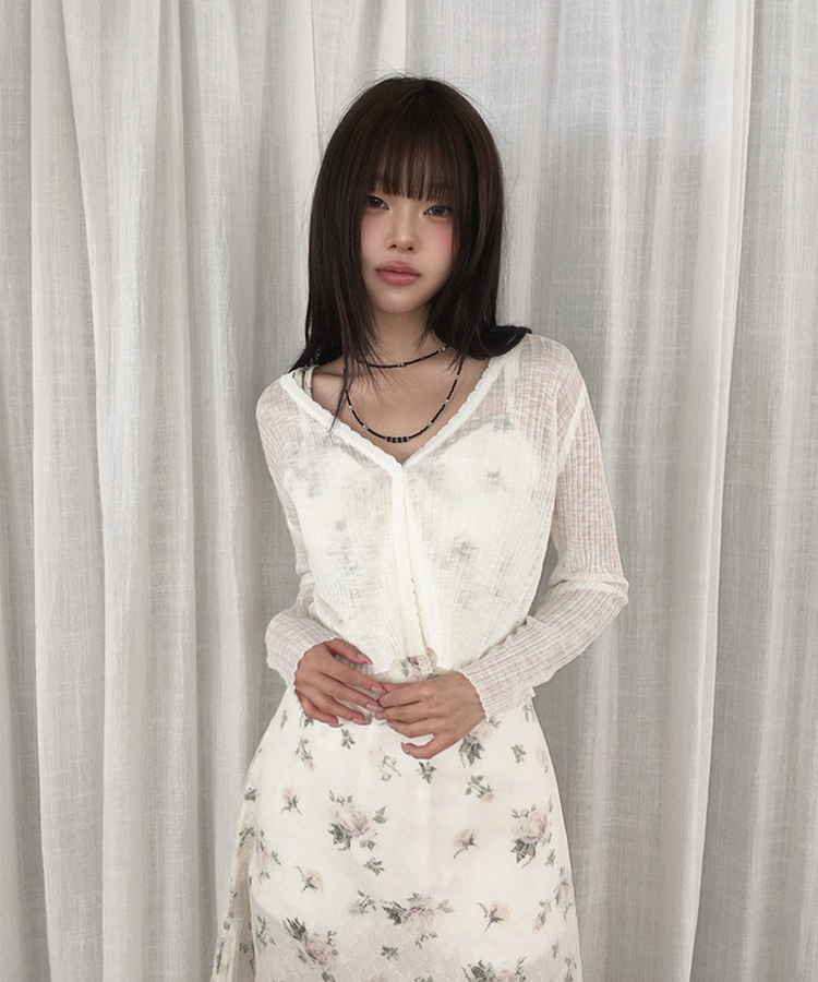 Vネックリブカーディガン(5color) IVORY