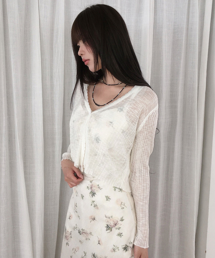 Vネックリブカーディガン(5color) IVORY