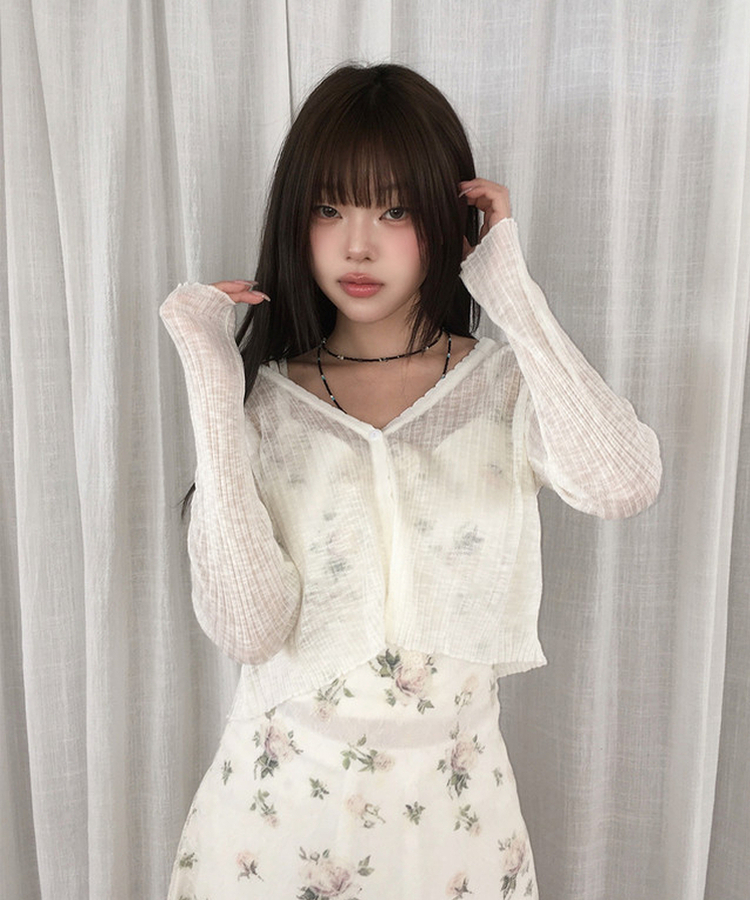 Vネックリブカーディガン(5color) IVORY