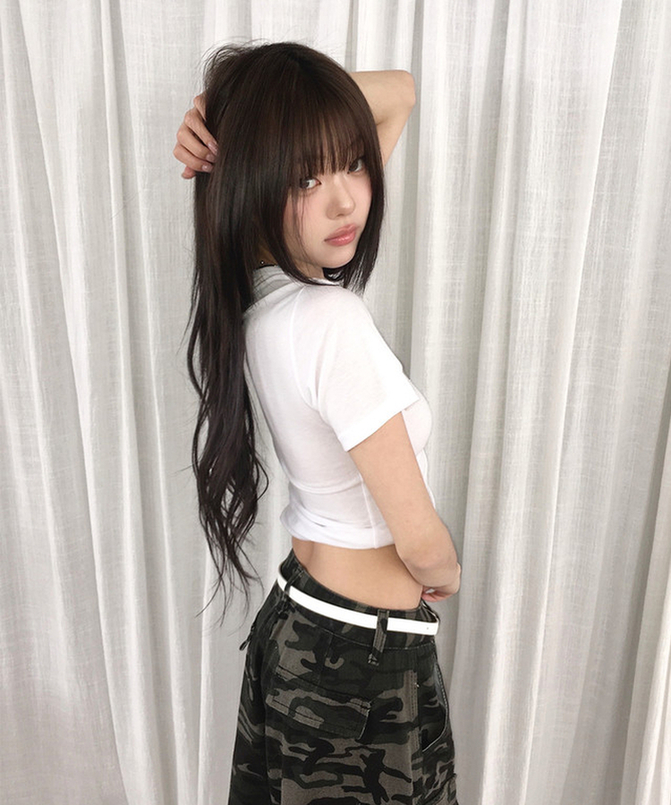 ラウンドスリムクロップ半袖Tシャツ(7color) WHITE