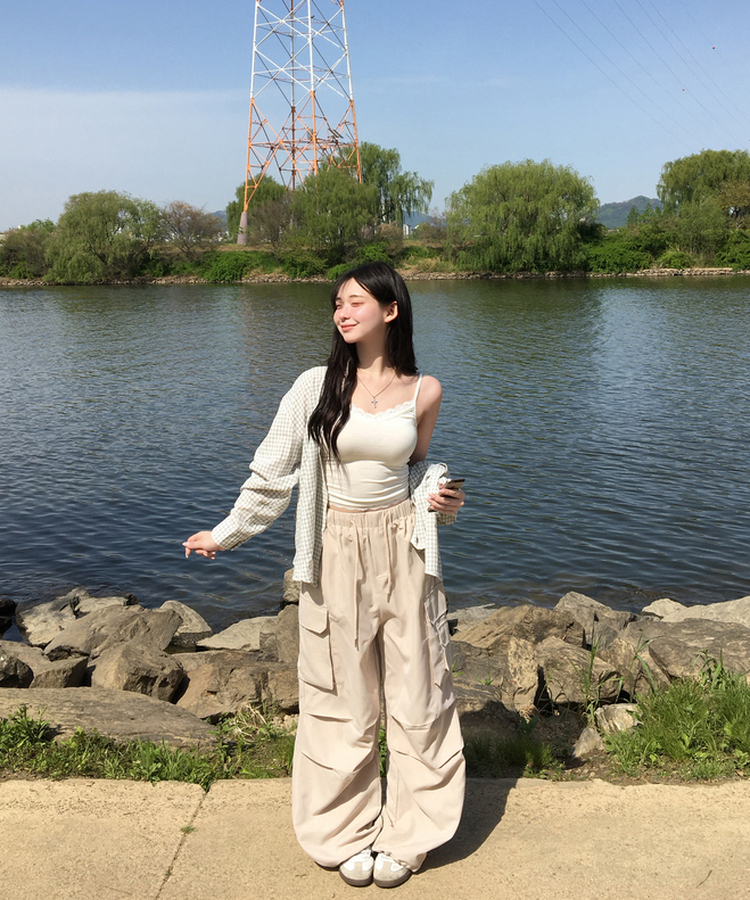 베리브 카고 와이드 팬츠 베이지