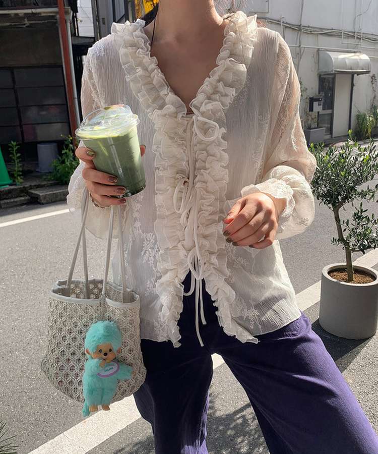 フラワーフリルブラウス CREAM