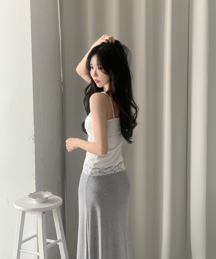 Made 로즈 레이스 프릴 끈나시 탑 뷔스티에 4color 아이보리