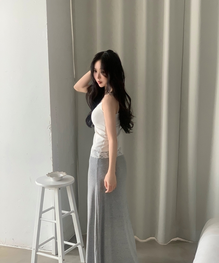 Made 로즈 레이스 프릴 끈나시 탑 뷔스티에 4color 아이보리