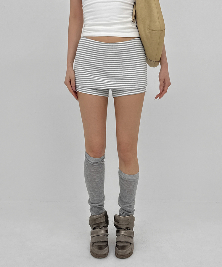 ストライプミニスカートパンツ MELANGE GRAY