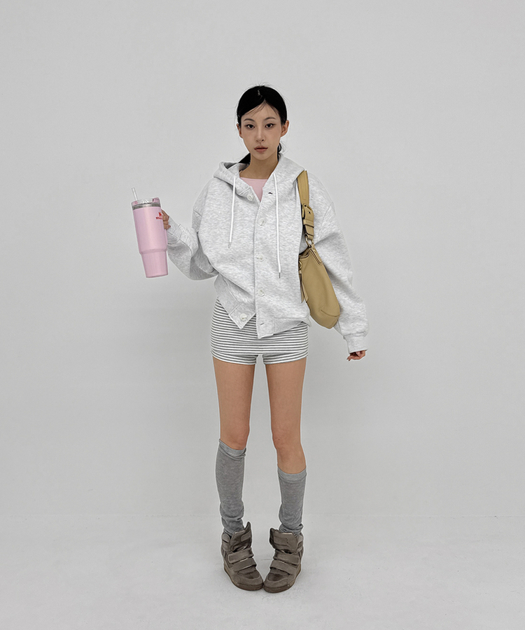 ストライプミニスカートパンツ MELANGE GRAY