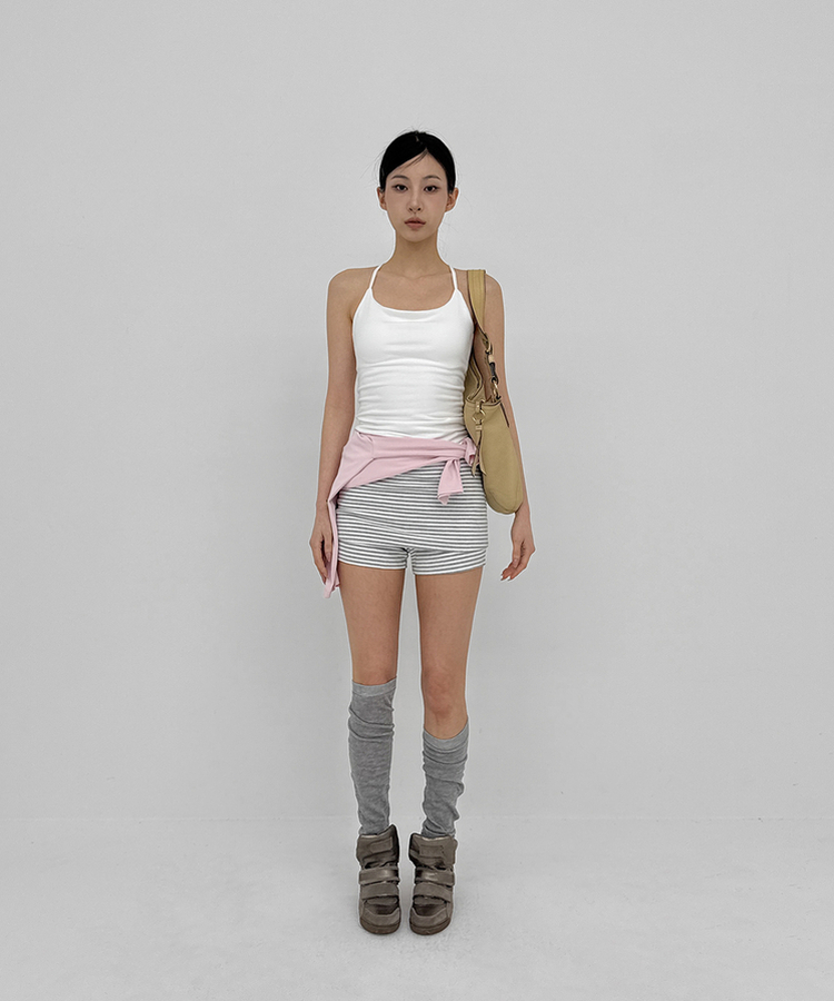 ストライプミニスカートパンツ MELANGE GRAY