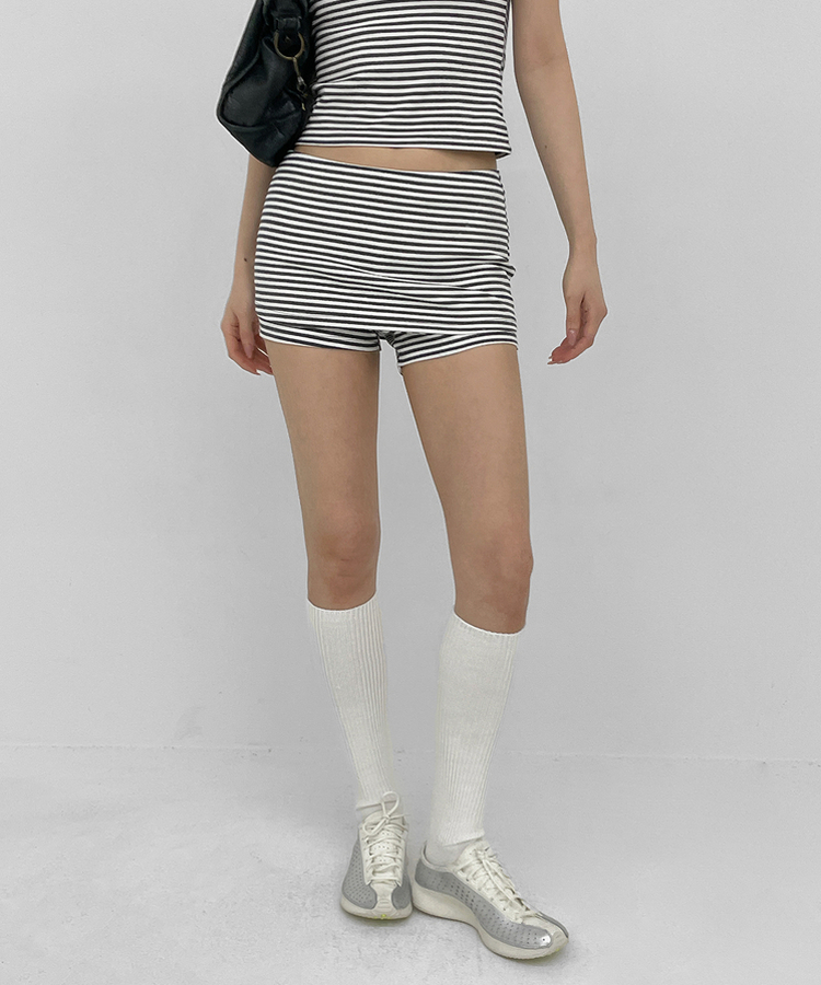 ストライプミニスカートパンツ CHARCOAL