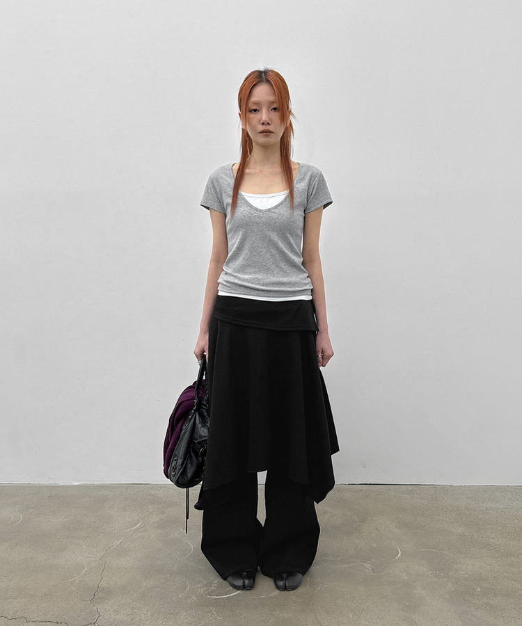 ディープVネック半袖Tシャツ(5color) MELANGE GRAY