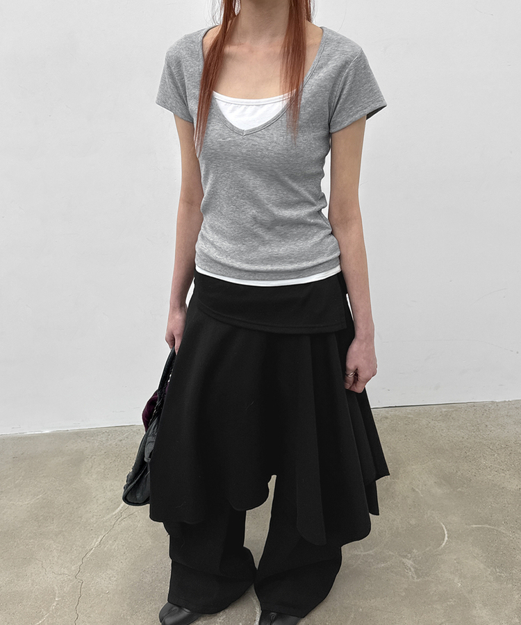 ディープVネック半袖Tシャツ(5color) MELANGE GRAY