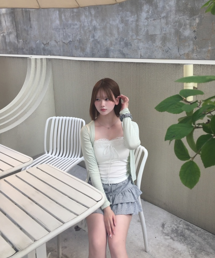 프릴 스웨트 스커트 그레이