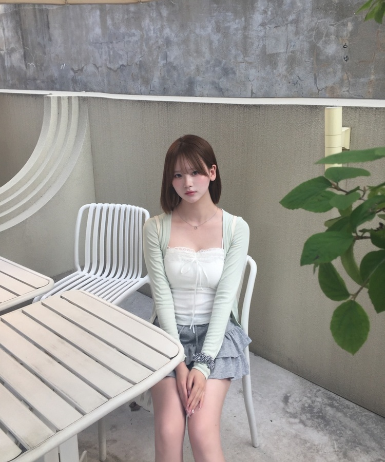 프릴 스웨트 스커트 그레이