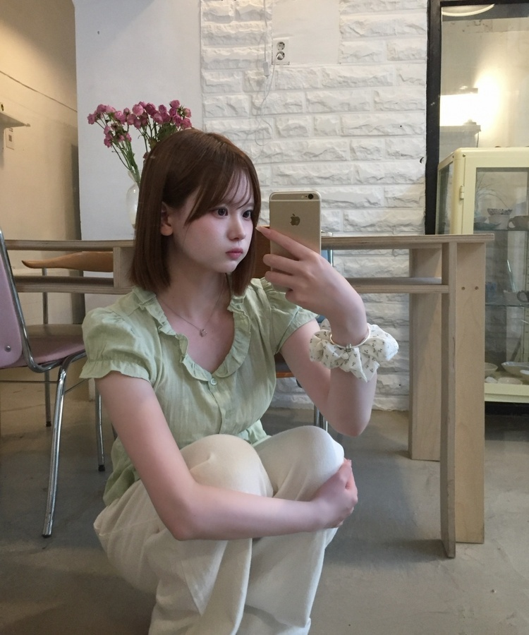 잔꽃 헤어 스크런치 핑크