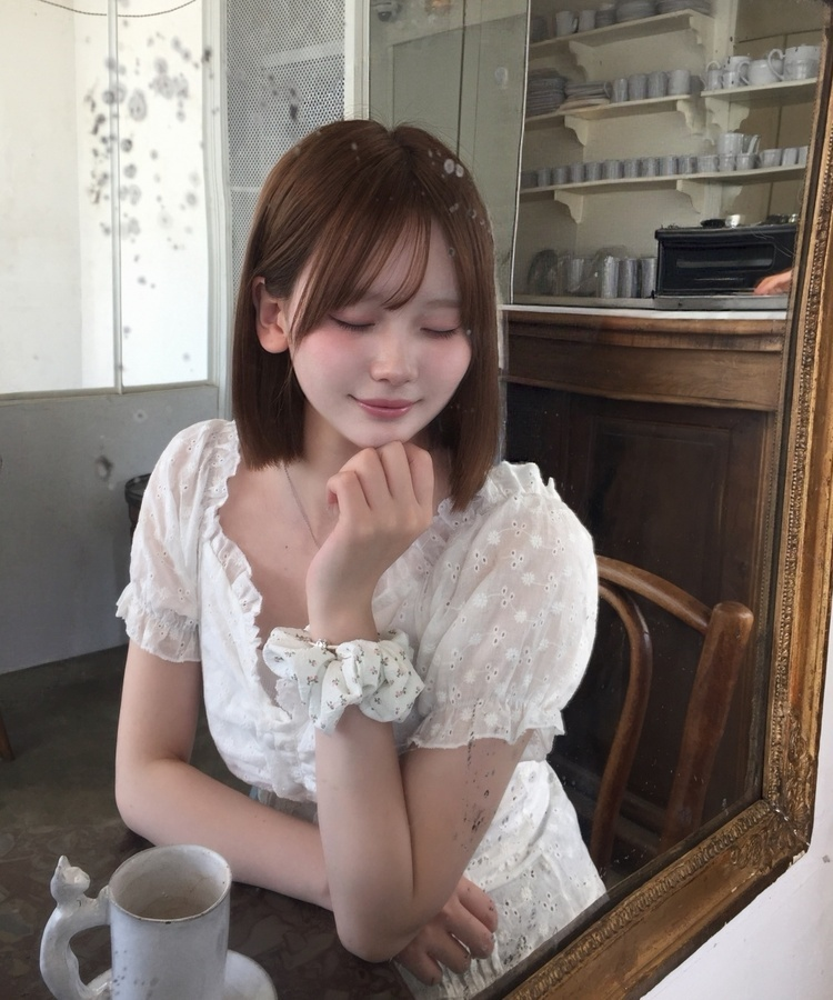 잔꽃 헤어 스크런치 핑크
