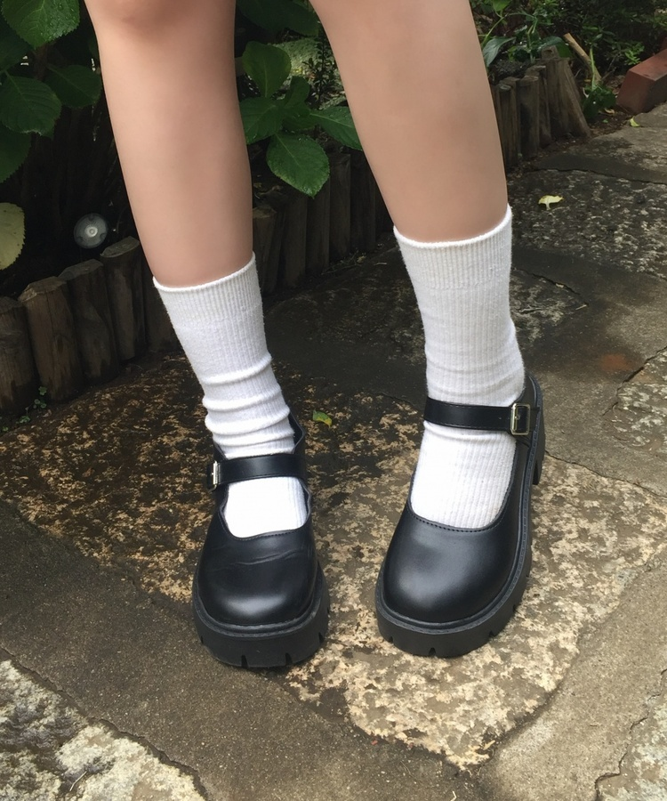 厚底メリージェーンローファー BLACK