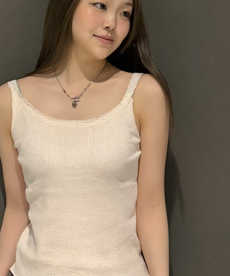 도트 하트 목걸이 브라운
