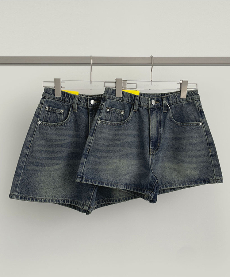 2XL여름 롱다리핏 A라인 밴딩 데님 반바지