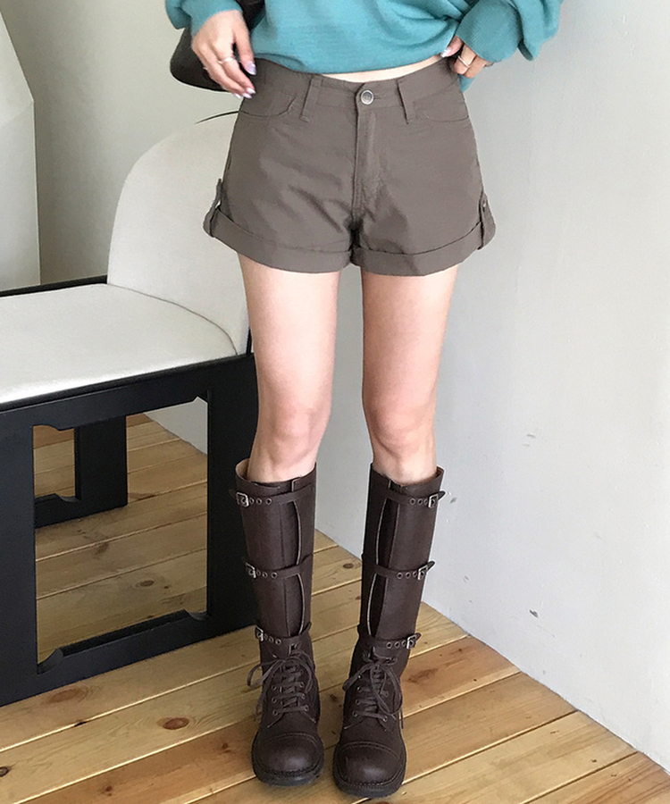 ロールアップショートパンツ KHAKI BROWN