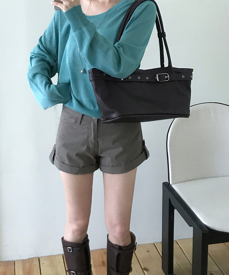 ロールアップショートパンツ KHAKI BROWN