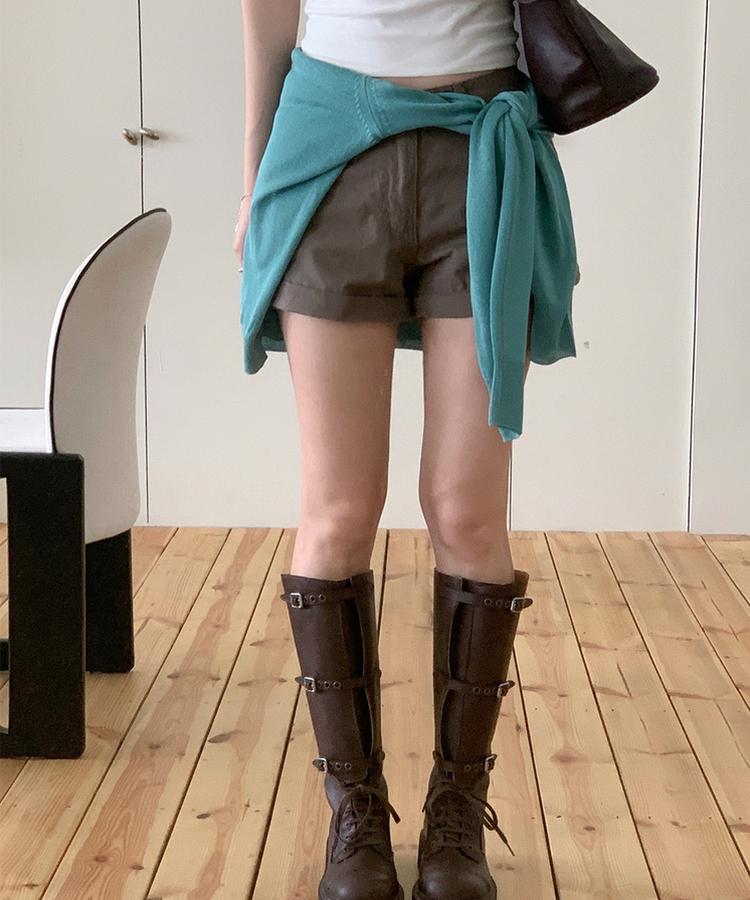 ロールアップショートパンツ KHAKI BROWN
