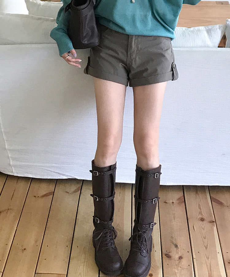 ロールアップショートパンツ KHAKI BROWN