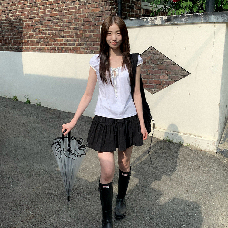 ティアードレイヤースカートパンツ BLACK
