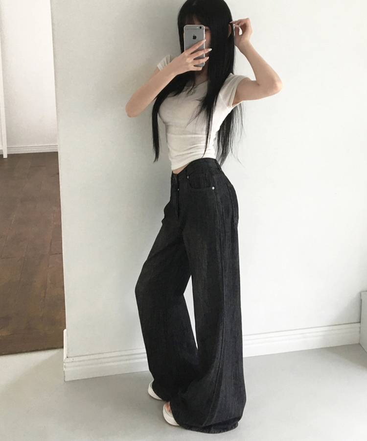 여름데님 케나 린넨 세미 부츠컷 와이드 팬츠 롱 워싱 데님 플레어핏 롱팬츠 슬림와이드 쿨링 진청 중청 연청 데일리팬츠 여름팬츠여름청바지 블랙
