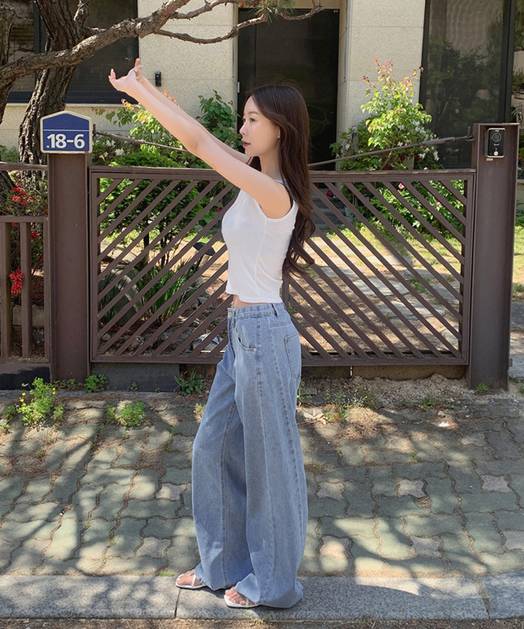 【丈別】サマーワイドデニムパンツ LIGHT BLUE