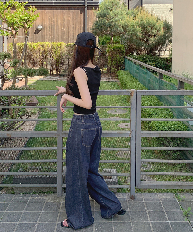 【丈別】サマーワイドデニムパンツ MID DENIM